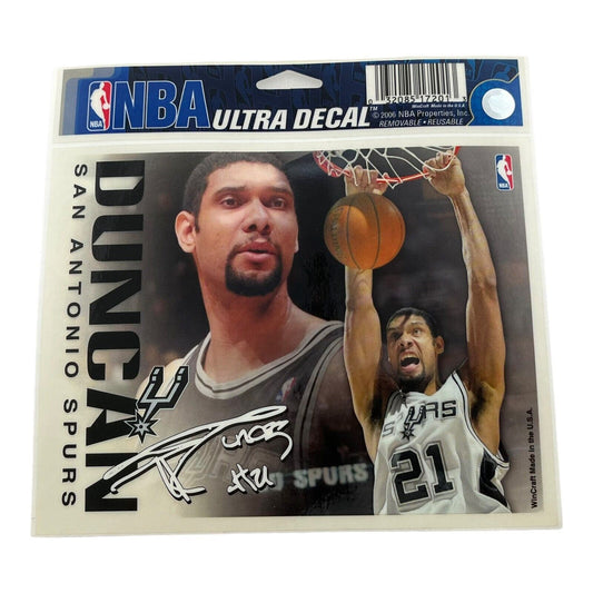 NBA Tim Duncan 5.5 Inch X 4.5 Inch Decal San Antonio Spurs Wincraft
