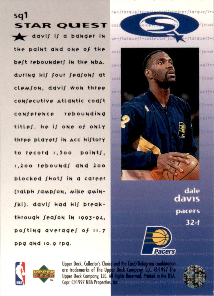 1997 Collector's Choice StarQuest #SQ1 Dale Davis Indiana Pacers