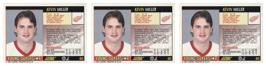 (3) 1991-92 Score Young Superstars Hockey #40 Kevin Miller Card Lot Red Wings