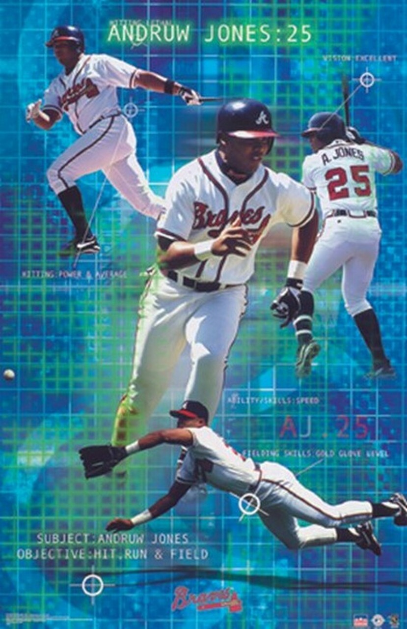 Andruw Jones 24" X 36" Poster Hit Run Atlanta Braves 2006 MLB New Rolled