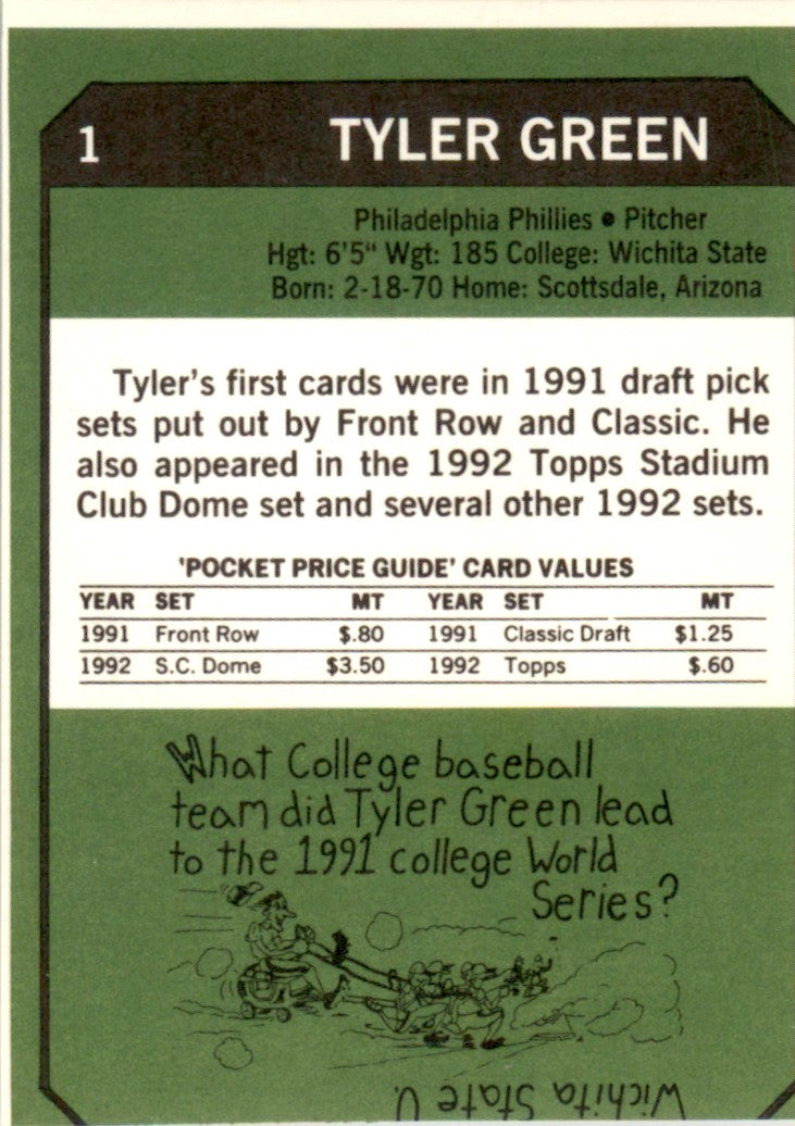 1993 SCD #1 Tyler Green Philadelphia Phillies