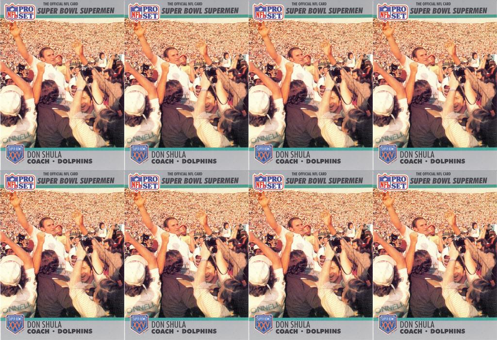 (8) 1990-91 Pro Set Super Bowl 160 Football #30 Don Shula Dolphins Card Lot