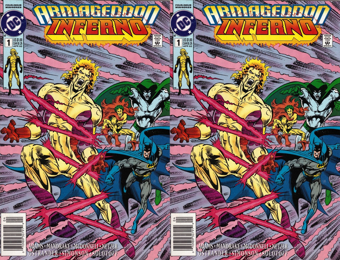 Armageddon: Inferno #1 Newsstand Covers (1992) DC Comics - 2 Comics