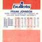 1986 Fleer #52 Frank Johnson RC Washington Bullets EX-MT