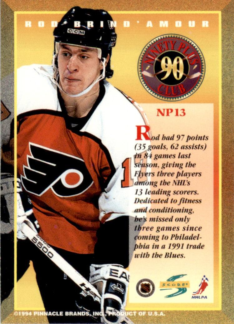 1994 Score 90-Plus Club #NP13 Rod Brind'Amour Philadelphia Flyers