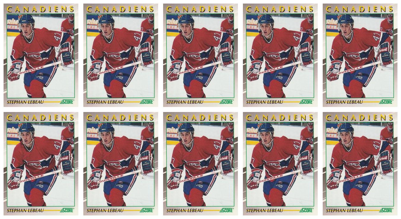 (10) 1991-92 Score Young Superstars Hockey #7 Stephan Lebeau Card Lot Canadiens