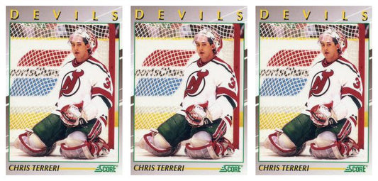 (3) 1991-92 Score Young Superstars Hockey #15 Chris Terreri Card Lot Devils
