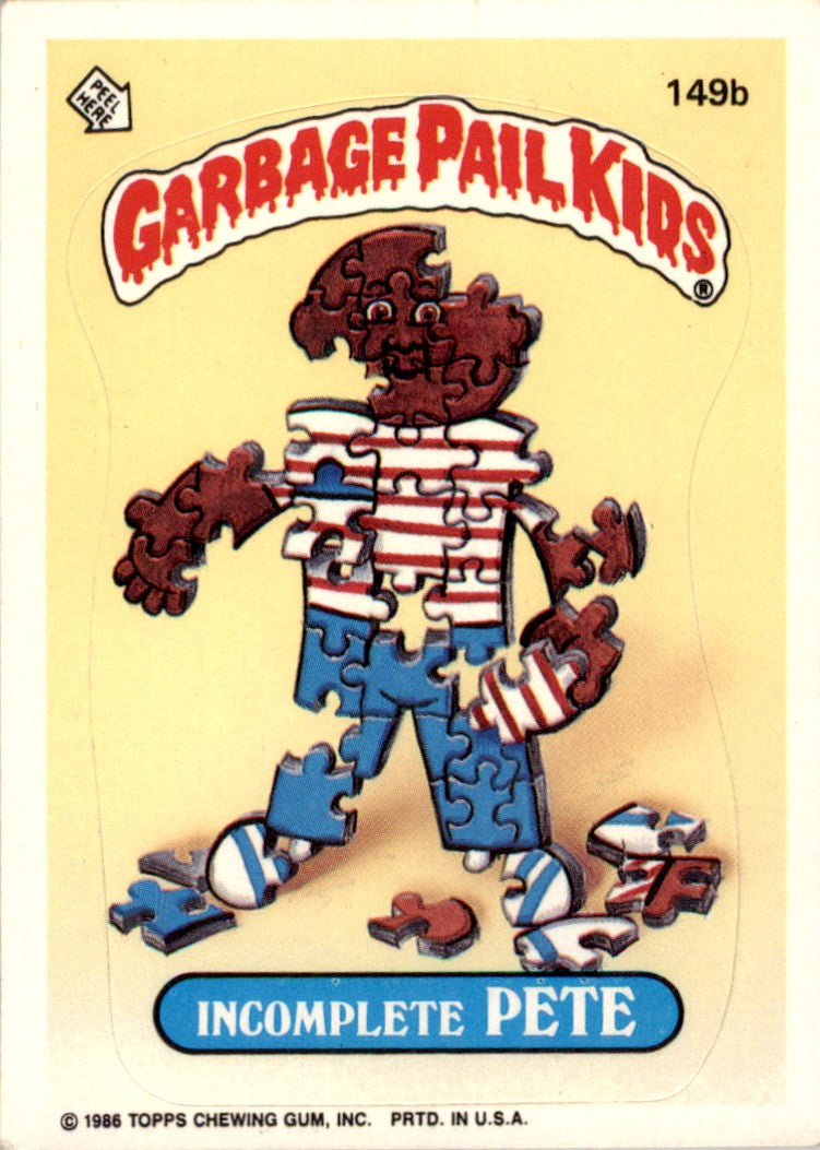 1986 Garbage Pail Kids Series 4 #149b Incomplete Pete NM-MT