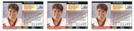 (3) 1991-92 Score Young Superstars Hockey #34 Pat Elynuik Card Lot Jets