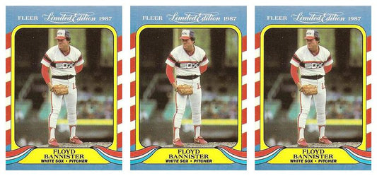 (3) 1987 Fleer Limited Edition Baseball #1 Floyd Bannister Lot Chicago White Sox
