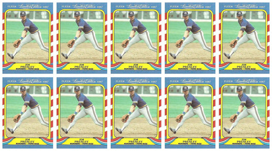 (10) 1987 Fleer Limited Edition Baseball #33 Jim Presley Lot Seattle Mariners