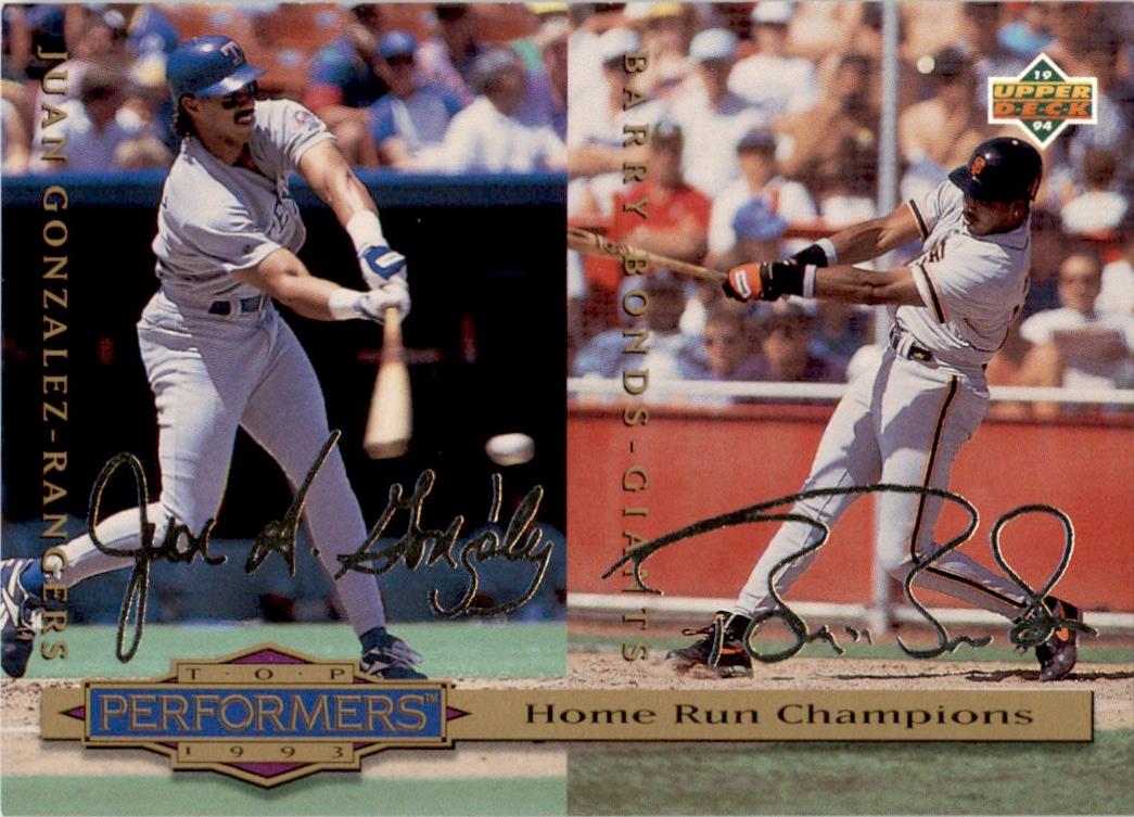 1994 Collector's Choice Silver Signature #313 Gonzalez Bonds Rangers Giants