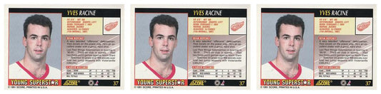 (3) 1991-92 Score Young Superstars Hockey #37 Yves Racine Card Lot Red Wings