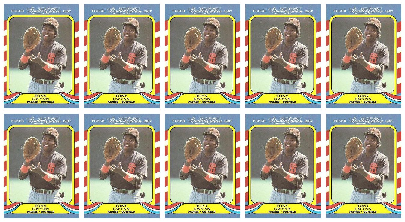 (10) 1987 Fleer Limited Edition Baseball #19 Tony Gwynn Lot San Diego Padres
