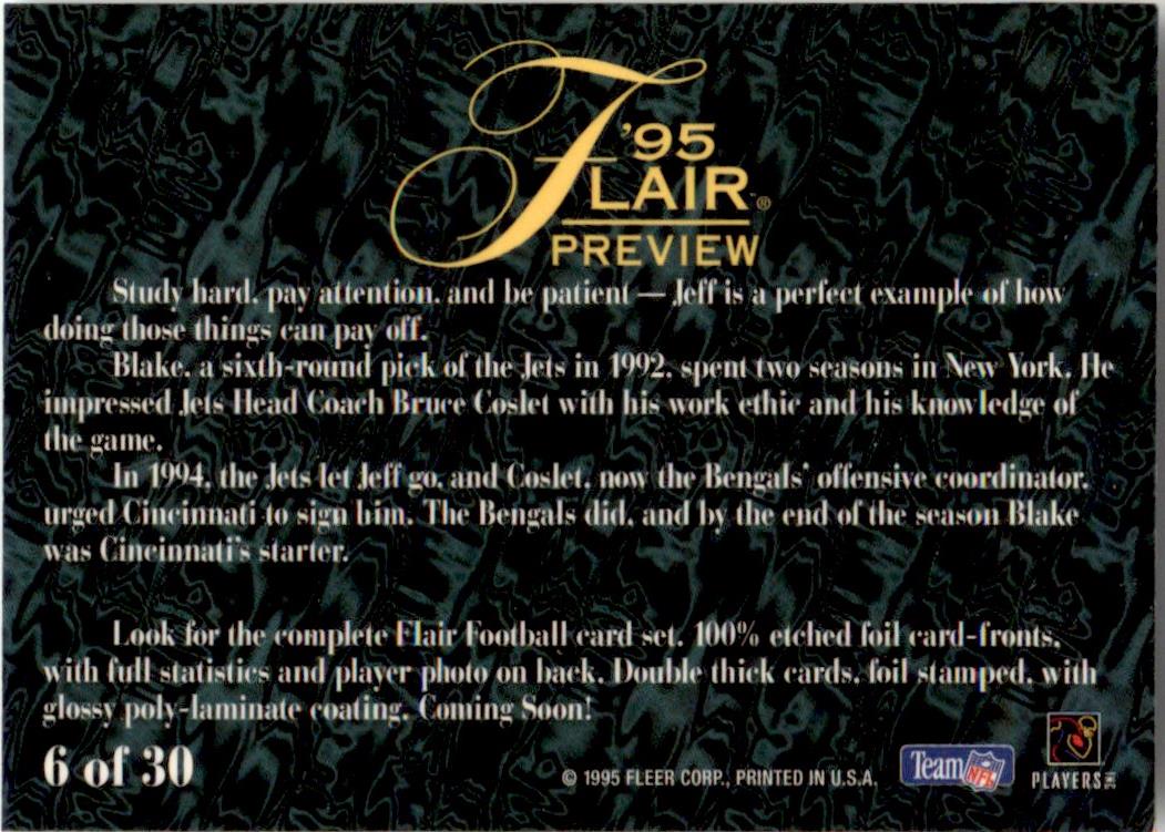1995 Fleer Flair Preview #6 Jeff Blake Cincinnati Bengals