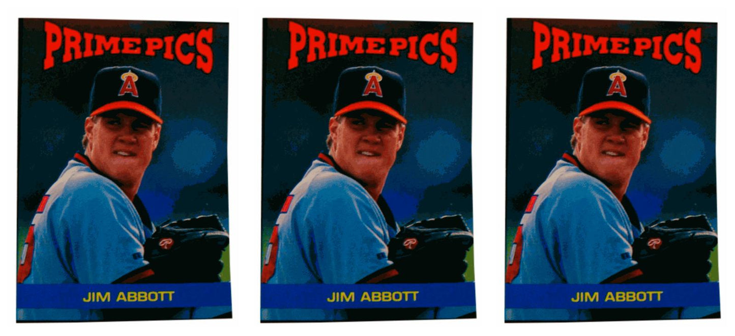 (3) 1992 Prime Pics #53 Jim Abbott Baseball Card Lot California Angels