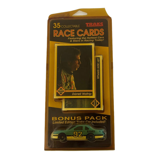 1992 Traks 35 Card Pack with 1:64 Scale Diecast Car with Darrell Waltrip Front