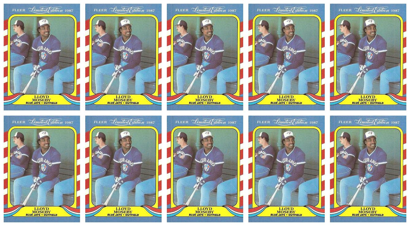 (10) 1987 Fleer Limited Edition Baseball #29 Lloyd Moseby Lot Toronto Blue Jays