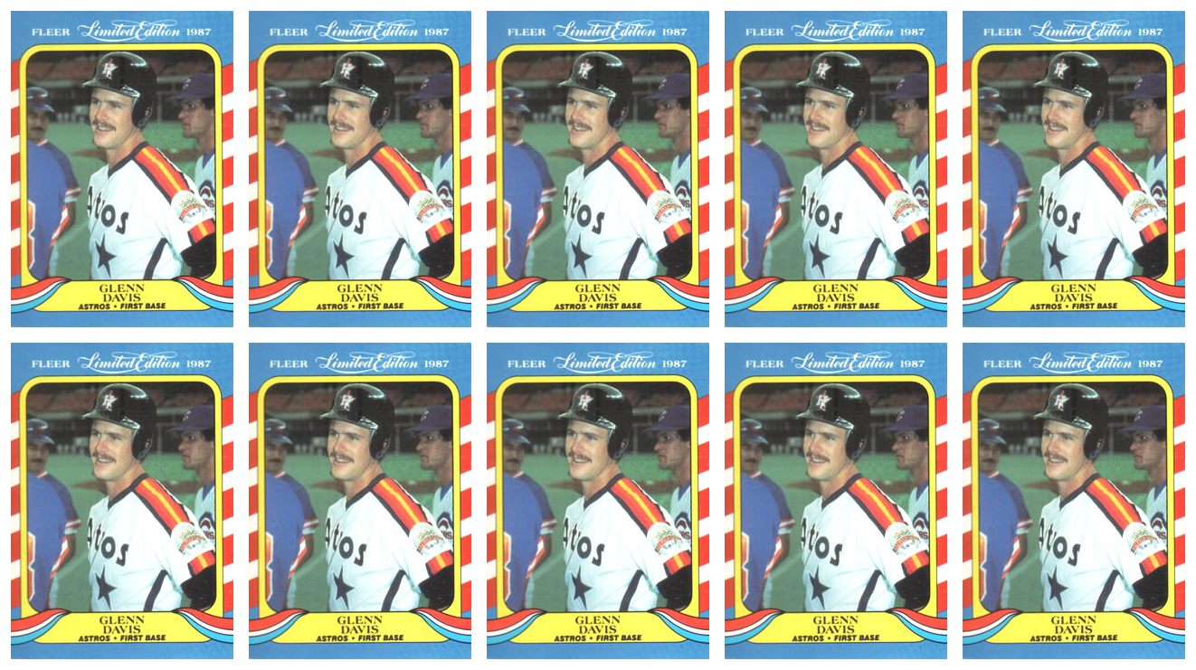 (10) 1987 Fleer Limited Edition Baseball #11 Glenn Davis Lot Houston Astros