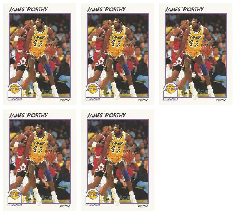 (5) 1991-92 Hoops McDonald's Basketball #21 James Worthy Lot Los Angeles Lakers
