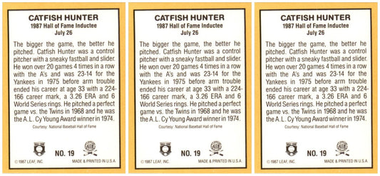 (3) 1987 Donruss Highlights #19 Jim Hunter New York Yankees Card Lot