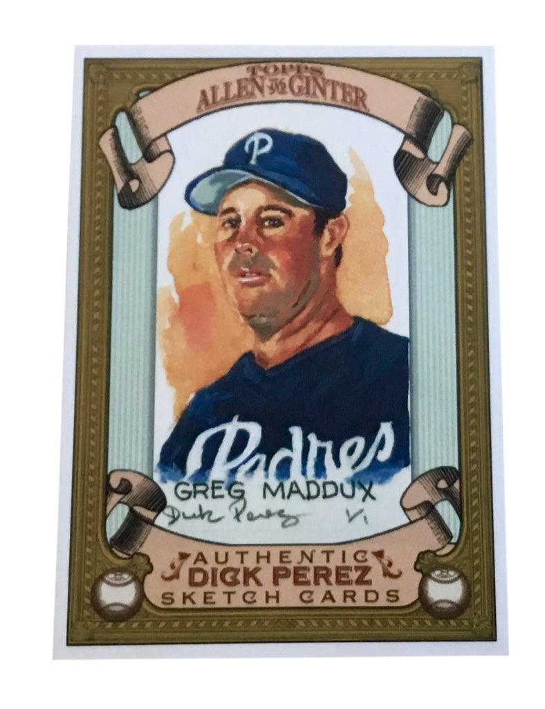 2007 Topps Allen & Ginter Dick Perez Sketches #23 Greg Maddux San Diego Padres