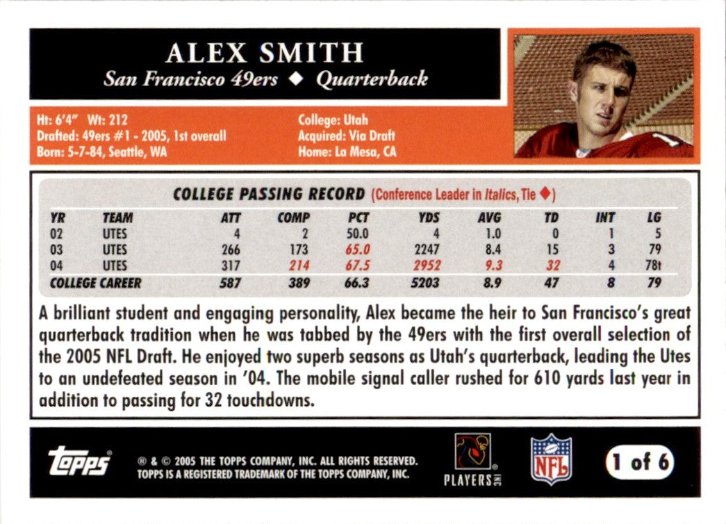 2005 Topps Promo #1 Alex Smith San Francisco 49ers
