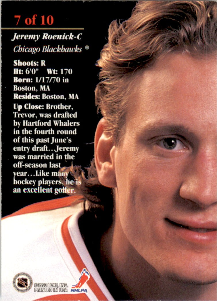1993 Leaf Studio Signature Series #7 Jeremy Roenick Chicago Blackhawks