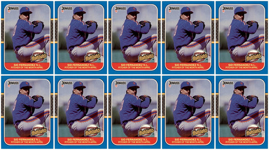 (10) 1987 Donruss Highlights #4 Sid Fernandez New York Mets Card Lot