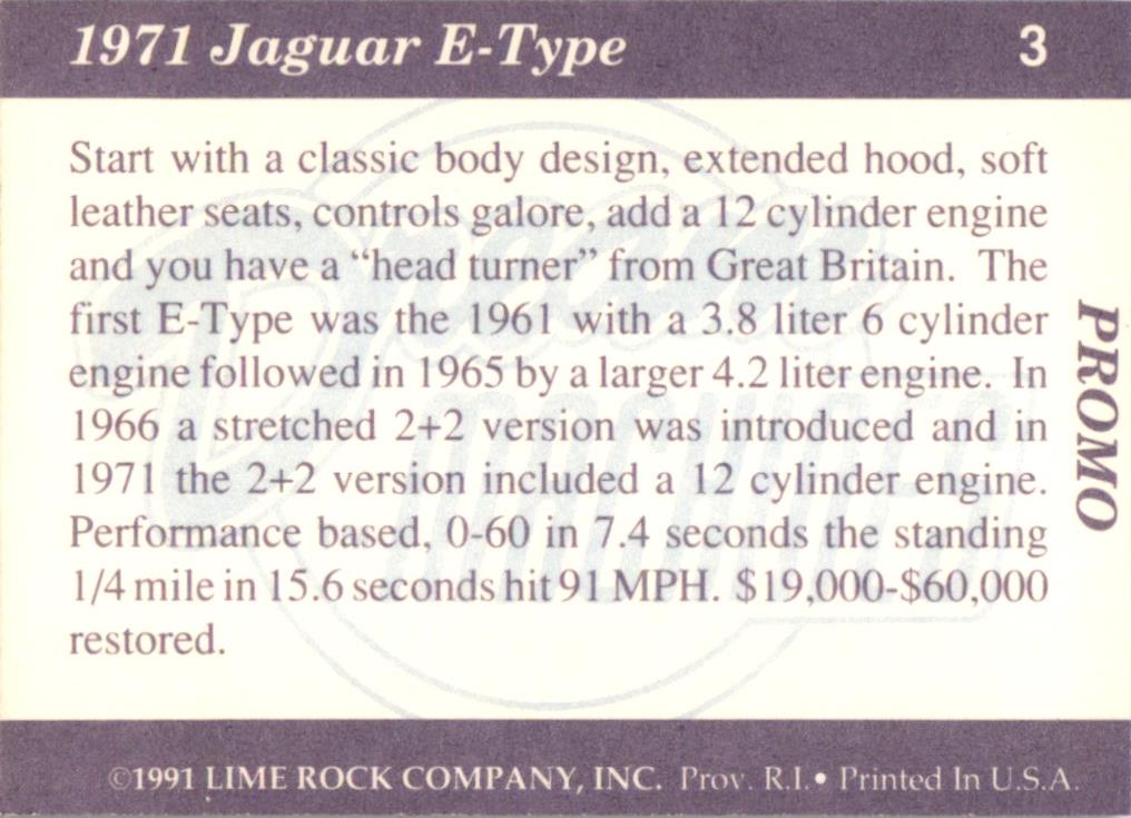 1991 Lime Rock Dream Machines #3 1971 Jaguar E Type