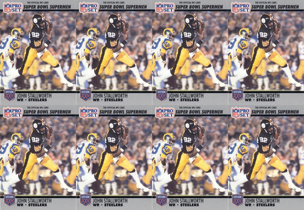 (8) 1990-91 Pro Set Super Bowl 160 Football #51 John Stallworth Steelers Lot