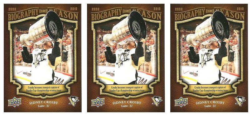 (3) 2009-10 Upper Deck Biography of a Season #BOS1 Sidney Crosby Lot Penguins