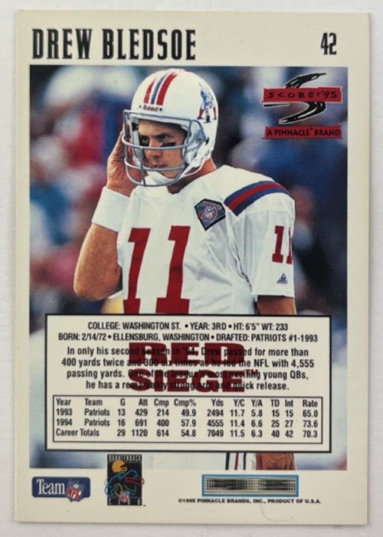 1995 Score Red Siege #42 Drew Bledsoe New England Patriots
