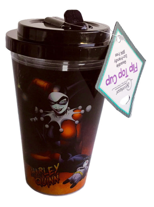 DC Comics Harley Quinn & Batman 16 Ounce Flip Straw Travel Mug Spoontiques New