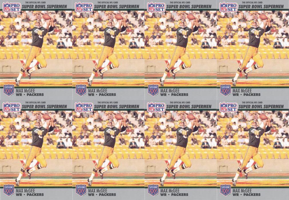 (8) 1990-91 Pro Set Super Bowl 160 Football #47 Max McGee Packers Card Lot