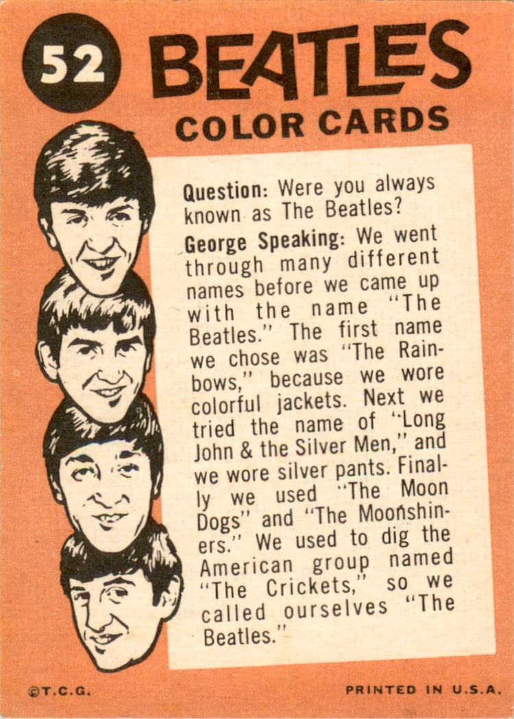 1964 1964 Topps Beatles Color #52 Ringo, Paul, John EX