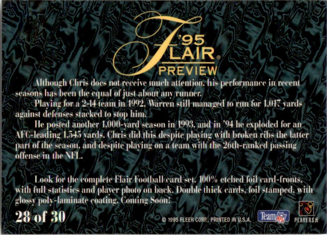 1995 Fleer Flair Preview #28 Chris Warren Seattle Seahawks