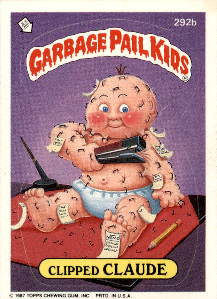 1987 Garbage Pail Kids Series 7 #292b Clipped Claude EX