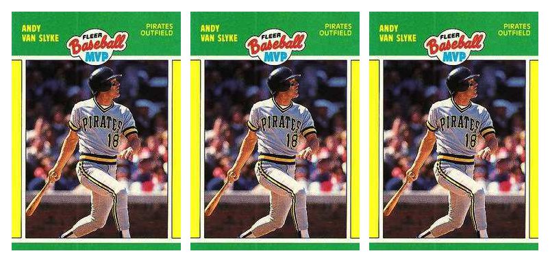 (3) 1989 Fleer Baseball MVP's Baseball #40 Andy Van Slyke Lot Pirates