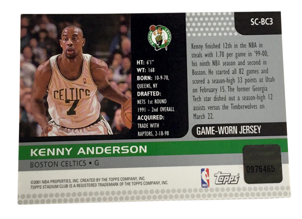 2000-01 Stadium Club - Game Jerseys #SCBC3 Kenny Anderson Boston Celtics