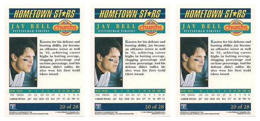 (3) 1994 Pinnacle Church's Hometown Stars #20 Jay Bell Lot Pittsburgh Pirates