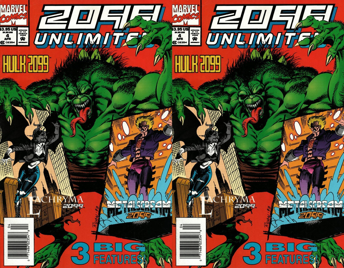 2099 Unlimited #4 Newsstand Covers (1993-1995) Marvel Comics - 2 Comics
