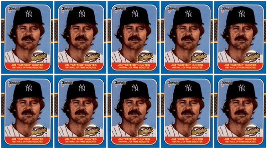(10) 1987 Donruss Highlights #19 Jim Hunter New York Yankees Card Lot
