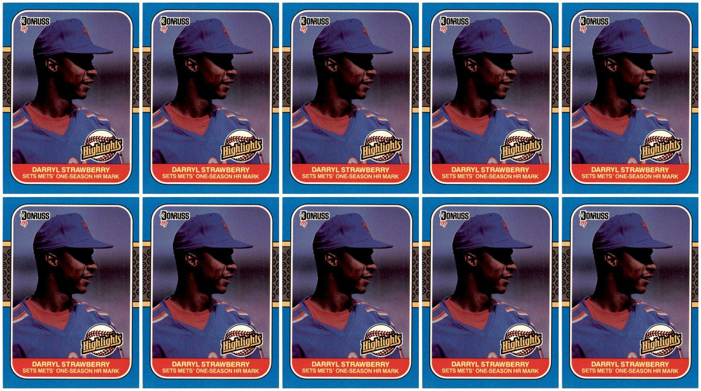 (10) 1987 Donruss Highlights #42 Darryl Strawberry New York Mets Card Lot