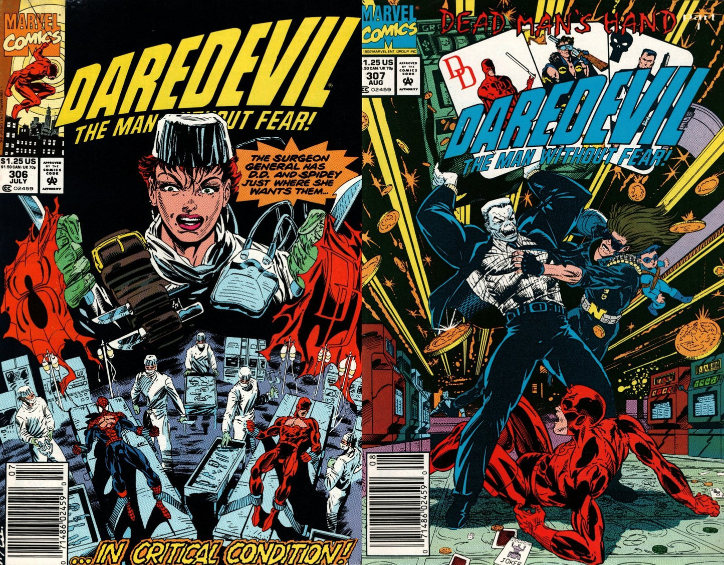 Daredevil #306-307 Newsstand Covers (1964-1998) Marvel Comics - 2 Comics
