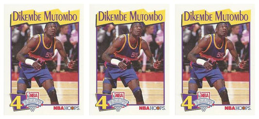 (3) 1991-92 Hoops McDonald's Basketball #48 Dikembe Mutombo Lot Denver Nuggets