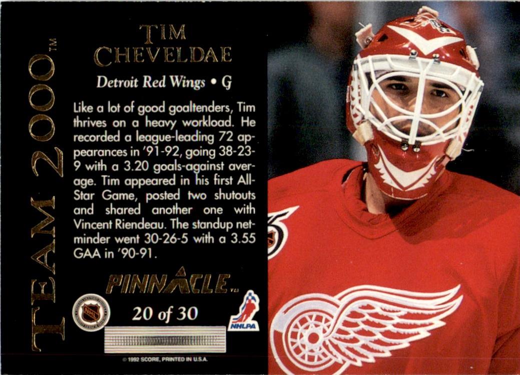 1992 Pinnacle Canadian Team 2000 #20 Tim Cheveldae Detroit Red Wings