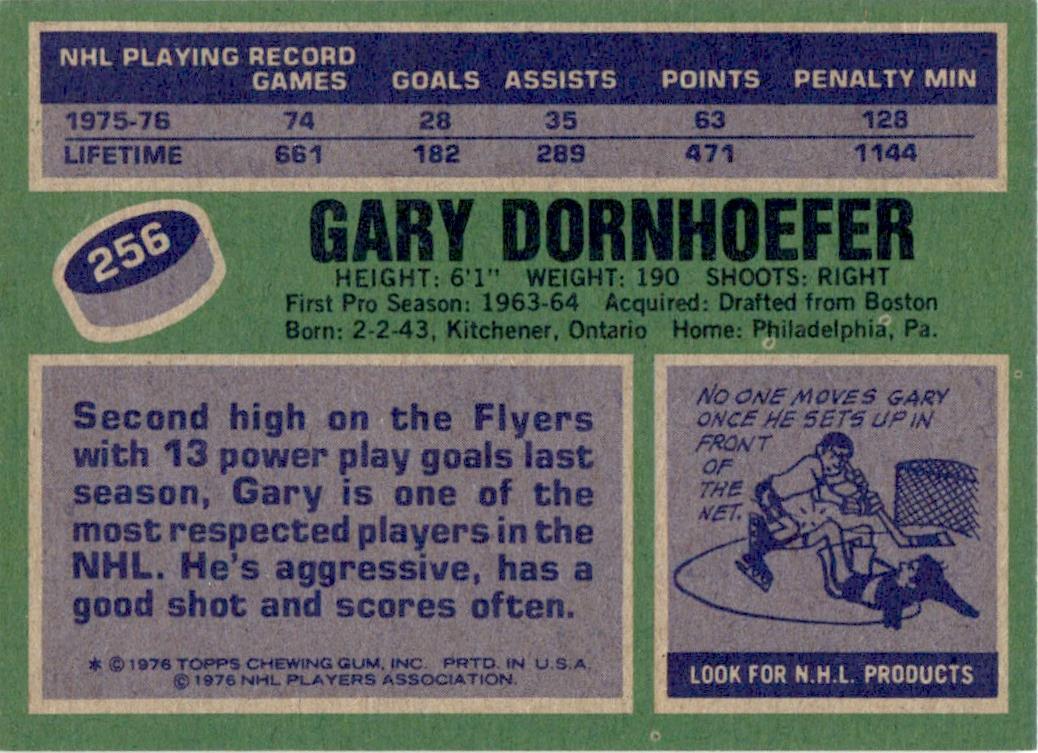1976 Topps #256 Gary Dornhoefer Philadelphia Flyers VG-EX
