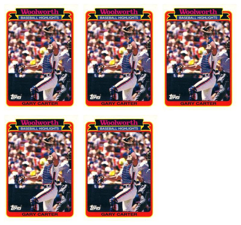 (5) 1989 Topps Woolworth Baseball Highlights #10 Gary Carter Lot Mets