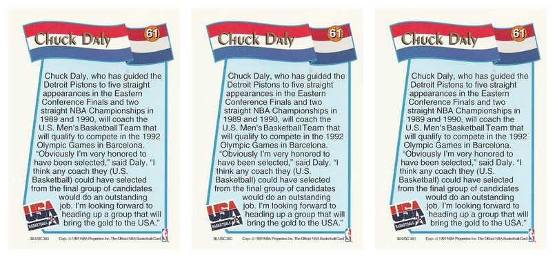(3) 1991-92 Hoops McDonald's Basketball #61 Chuck Daly Lot Team USA